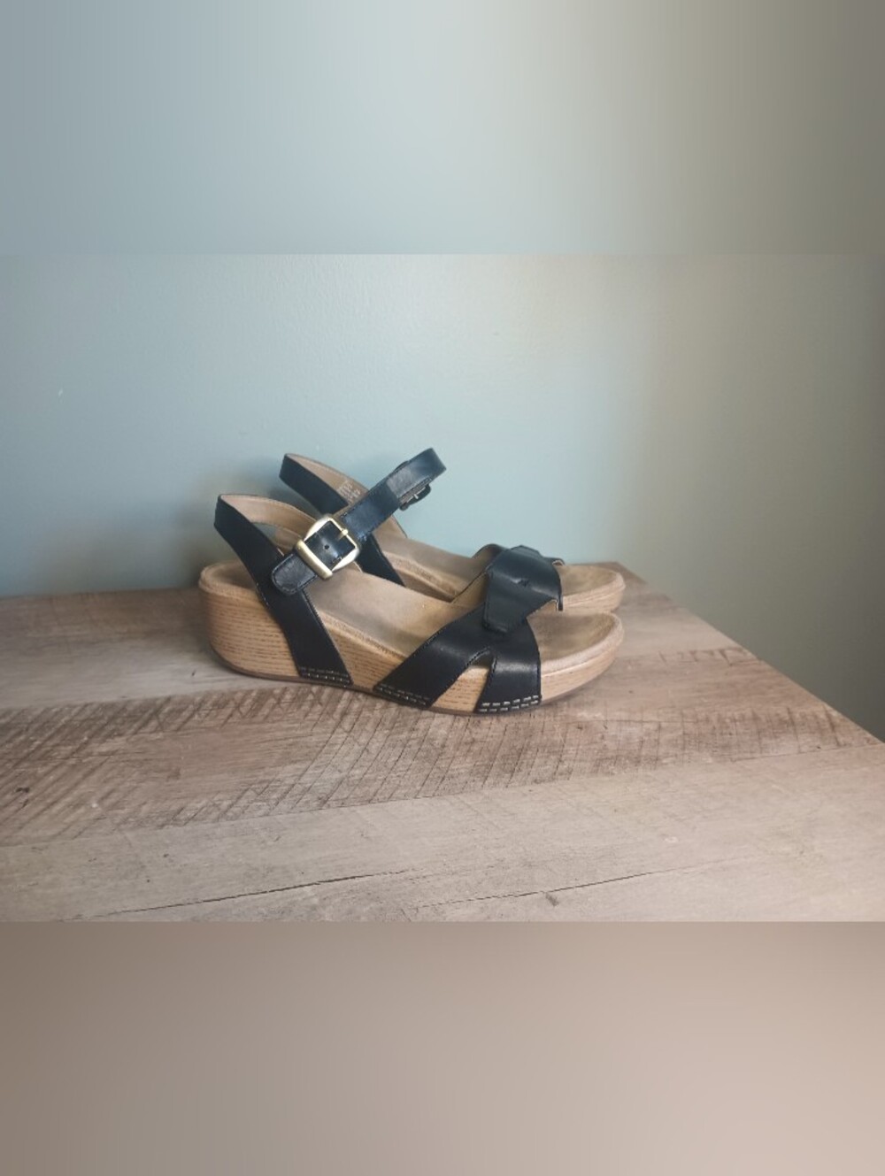 Dansko Laurie Wedge Sandals 39 US 8-8.5 Black Strappy Comfort Summer Classic